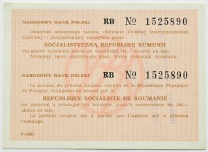 People's Republic of Poland, NBP Talon for exchange of 150 zloty for Romanian lei, RB series, 1987