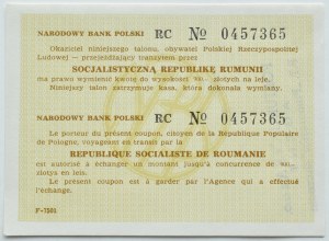 People's Republic of Poland, NBP Talon for exchange of 900 zloty for Romanian lei, RC series, 1987
