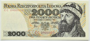 People's Republic of Poland, Mieszko I, 2000 gold 1982, CC series, SUPER NUMBER, UNC