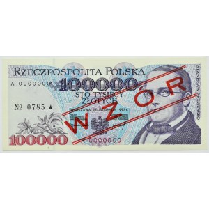 III RP, St. Moniuszko, 100 000 złotych 1993, seria A WZÓR No. 0785*, UNC