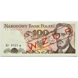 PRL, L. Waryński, 100 złotych 1976, seria AK, WZÓR No 0823*, UNC