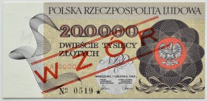 People's Republic of Poland, Warsaw, 200000 zloty 1989, series A, MODEL No 0519*, UNC