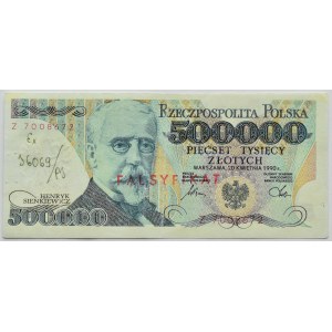 Third Republic, Henryk Sienkiewicz, 500,000 gold 1990, Z series, FALSE of the era