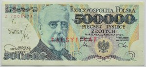 Third Republic, Henryk Sienkiewicz, 500,000 gold 1990, Z series, FALSE of the era