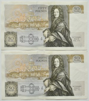 United Kingdom, £50 lot (1981-1988), Somerset signature, two consecutive numbers