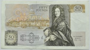 United Kingdom, Elizabeth II/Sir Ch. Tren, £50 (1988-1991), signed by Gill