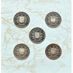 Ukraina, set 5 monet 200000 karbowańców 1995 w etui, 50-lecie II wojny św., PROOF