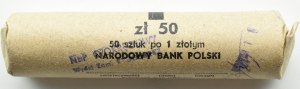 People's Republic of Poland, roll of 50 pieces of 1 zloty NBP, from circulation