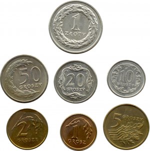 Third Republic, NBP post-denomination 1990 circulation coin set, rarest vintage