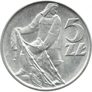 PRL, Rybak, 5 złotych 1973, Warszawa WYPUKŁA DATA