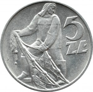 PRL, Fisherman, 5 zloty 1960, Warsaw