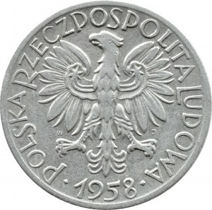 People's Republic of Poland, Rybak, 5 gold 1958, Warsaw, narrow eight