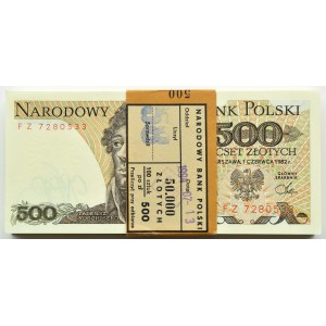 PRL, 500 złotych 1982, Warszawa, seria FZ, PACZKA BANKOWA