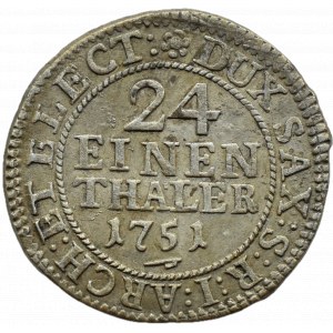 August III Sas, 1/24 talara (grosz) 1751 FWôF, Drezno, PIĘKNY