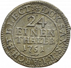 August III Saxon, 1/24 thaler (penny) 1751 FWôF, Dresden, BEAUTIFUL