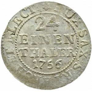 August III Sas, 1/24 talara (grosz) 1756 FWôF, Drezno, PIĘKNE