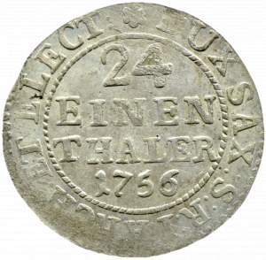 August III Saxon, 1/24 thaler (penny) 1756 FWôF, Dresden, BEAUTIFUL