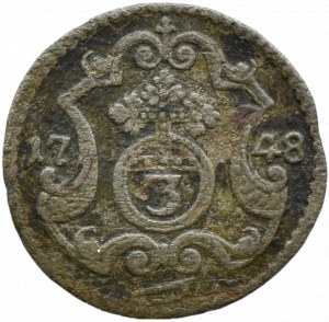 Augustus III Sas, 3 halberds 1748 FWôF, Dresden