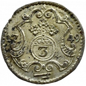 August III Sas, 3 halerze 1749 FWôF, Drezno, PIĘKNY