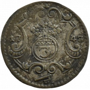 August III Sas, 3 halerze 1743 FWôF, Drezno
