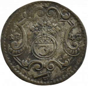 Augustus III Sas, 3 halberds 1743 FWôF, Dresden