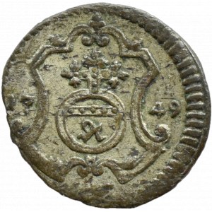 August III Sas, halerz 1749 FWóF, Drezno
