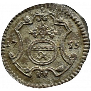 August III Sas, halerz 1755 FWóF, Drezno, BARDZO ŁADNY
