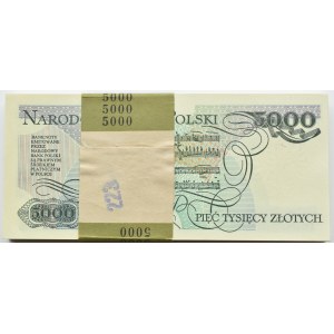 PRL, 5000 złotych 1988, Warszawa, seria CS, PACZKA BANKOWA RZADKOŚĆ!