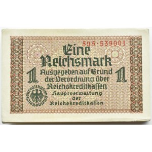 Niemcy, III Rzesza, ReichskreditKasse, 1 marka 1939-1944, seria 595, PACZKA BANKOWA, RZADSZA