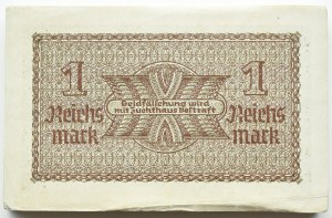 Germany, Third Reich, ReichskreditKasse, 1 mark 1939-1944, series 595, BANK PACKAGE, RARE