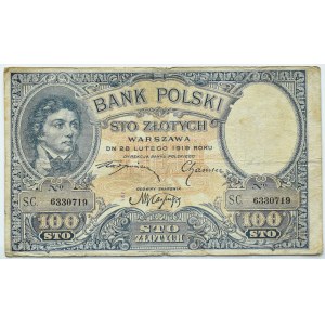 II RP, T. Kościuszko 100 złotych 1919, Londyn, seria C