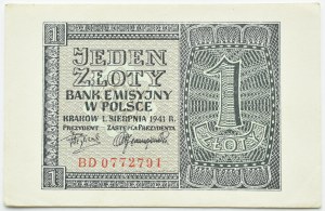 General Government, 1 zloty 1941, BD series, Kraków