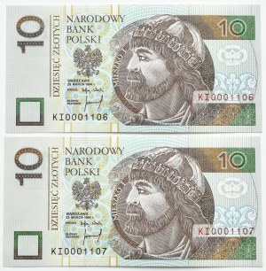 III RP, Mieszko I, lot 10 gold 1994, KI series - consecutive numbers