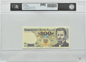 PRL, J. Dabrowski, 200 gold 1988, EN series, Warsaw, GCN 66