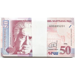 Armenia, 50 dram 1998, paczka bankowa, seria CO