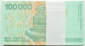 Croatia, 100,000 dinars 1993, bank parcel, Zagreb, series B