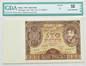 II RP, 100 zloty 1934 series CK, GDA 58 EPQ