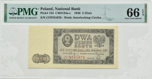 RP, 2 zloty 1948, CF series, Warsaw, PMG 66 EPQ
