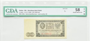 RP, 2 zloty 1948, BK series, Warsaw, GDA 58 EPQ