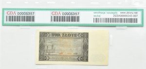 RP, 2 zloty 1948, BK series, Warsaw, GDA 58 EPQ