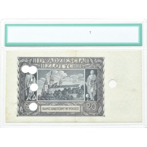 Generalna Gubernia, 20 złotych 1940, seria L, PERFOROWANY, Kraków, GDA