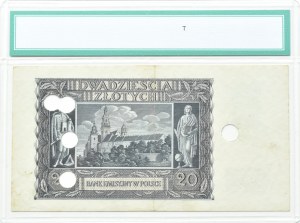 Generalna Gubernia, 20 złotych 1940, seria L, PERFOROWANY, Kraków, GDA