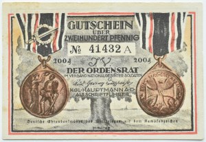 Free City of Danzig, 200 pfennig 1922, series A, propaganda banknote