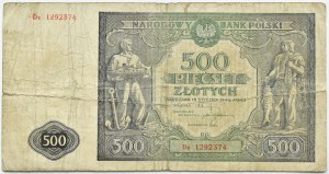 RP, 500 zloty 1946, replacement series Dz, Warsaw, RARE