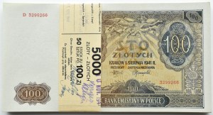 Generalna Gubernia, paczka bankowa 100 złotych 1941, seria D, PIĘKNE