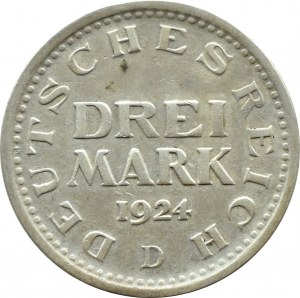 Niemcy, Republika Weimarska, 3 marki 1924 D, Monachium