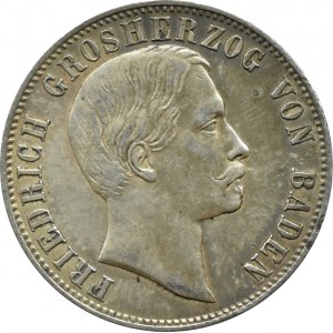 Niemcy, Badenia, Fryderyk, 1/2 guldena 1863, Karsruhe, PIĘKNE!