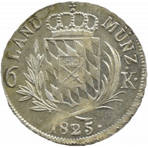 Niemcy, Bawaria (Bayern), Maksymilian I Józef, 6 kreuzer 1825, Monachium, UNC
