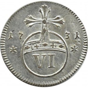 Niemcy, Brunszwik-Lüneburg, Ludwik Rudolf, 6 kreuzer 1731, PIĘKNE!