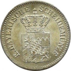 Niemcy, Bawaria (Bayern), Maksymilian II Józef, 1 kreuzer 1863, Monachium, UNC